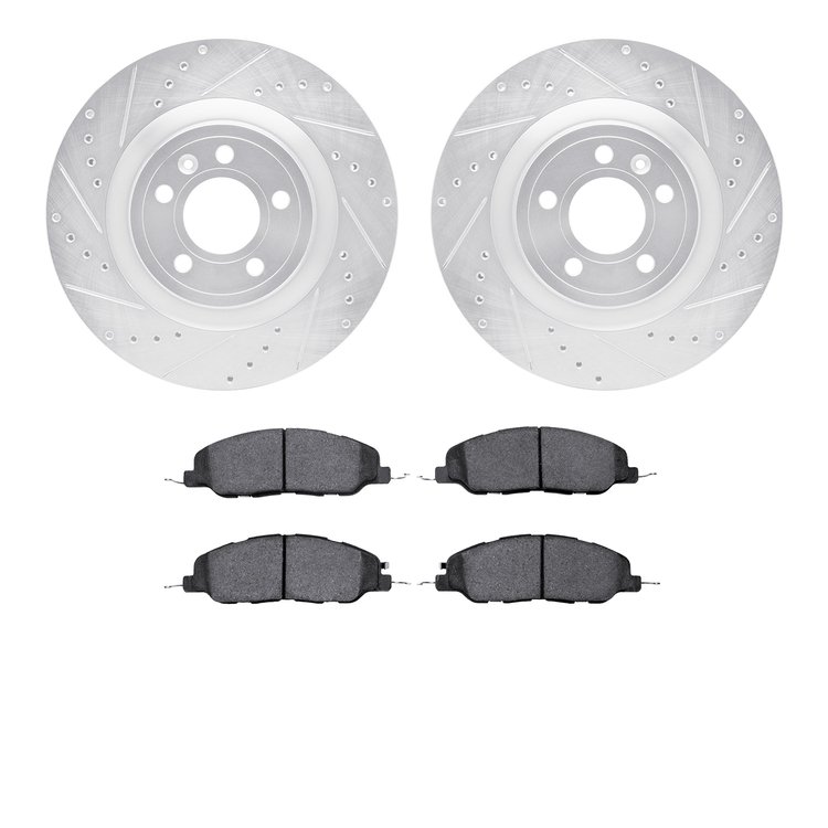 7302-54200 Drilled/Slotted Brake Rotor with 3000-Series Ceramic Brake Pads Kit [Silver], 2011-2014 Ford/Lincoln/Mercury/Mazda, P