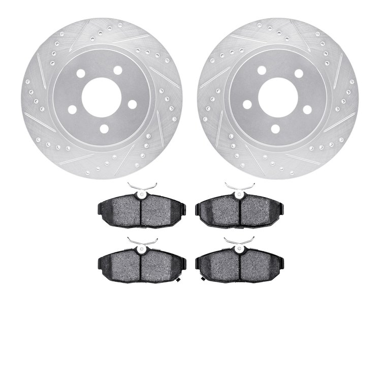 7302-54205 Drilled/Slotted Brake Rotor with 3000-Series Ceramic Brake Pads Kit [Silver], 2012-2014 Ford/Lincoln/Mercury/Mazda, P