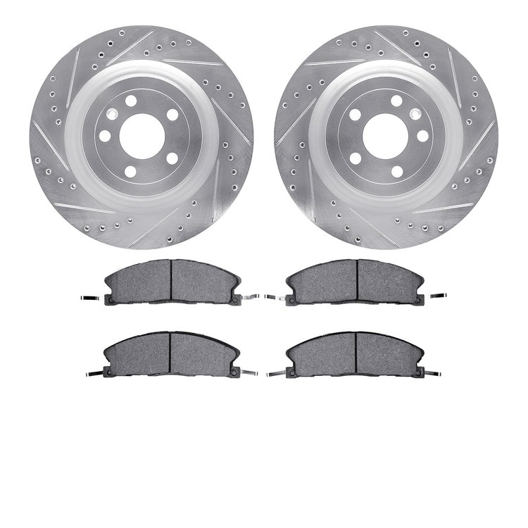 7302-54212 Drilled/Slotted Brake Rotor with 3000-Series Ceramic Brake Pads Kit [Silver], 2013-2019 Ford/Lincoln/Mercury/Mazda, P