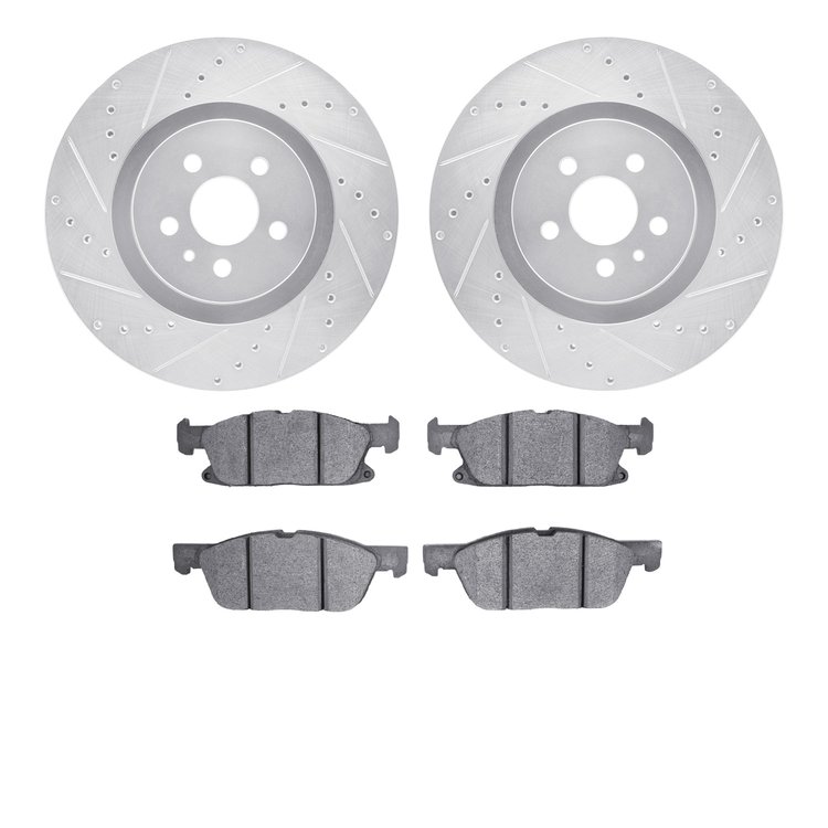 7302-55010 Drilled/Slotted Brake Rotor with 3000-Series Ceramic Brake Pads Kit [Silver], 2015-2020 Ford/Lincoln/Mercury/Mazda, P