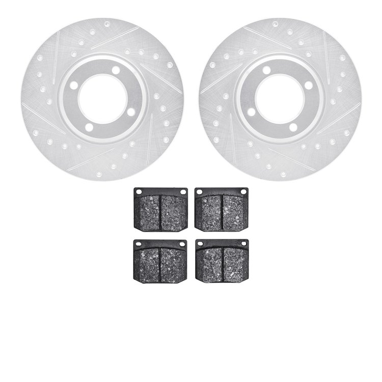 7302-56001 Drilled/Slotted Brake Rotor with 3000-Series Ceramic Brake Pads Kit [Silver], 1966-1970 Ford/Lincoln/Mercury/Mazda, P