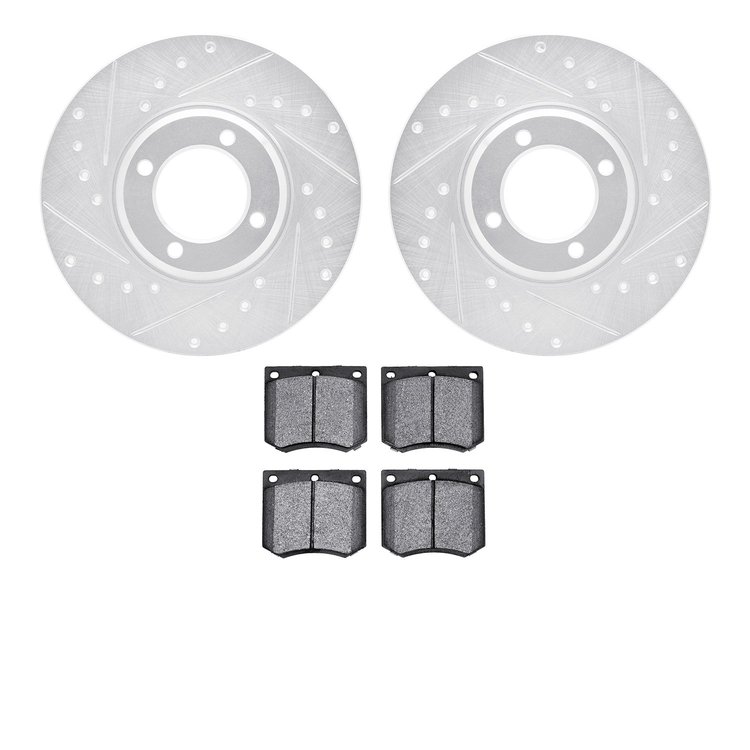 7302-56004 Drilled/Slotted Brake Rotor with 3000-Series Ceramic Brake Pads Kit [Silver], 1970-1986 Multiple Makes/Models, Positi