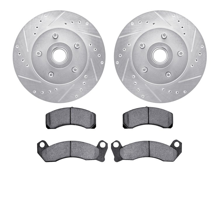 7302-56015 Drilled/Slotted Brake Rotor with 3000-Series Ceramic Brake Pads Kit [Silver], 1979-1991 Ford/Lincoln/Mercury/Mazda, P