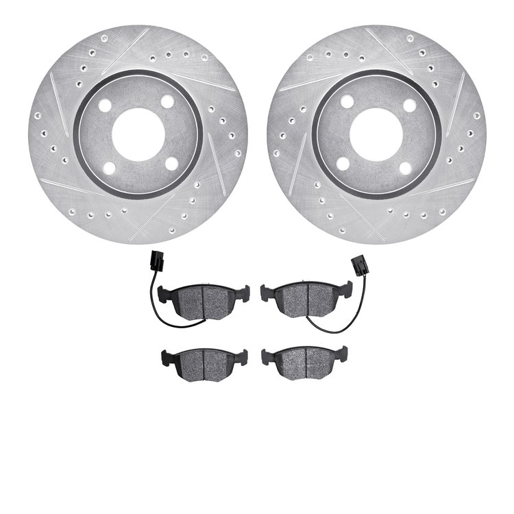 7302-56027 Drilled/Slotted Brake Rotor with 3000-Series Ceramic Brake Pads Kit [Silver], 1998-1999 Ford/Lincoln/Mercury/Mazda, P