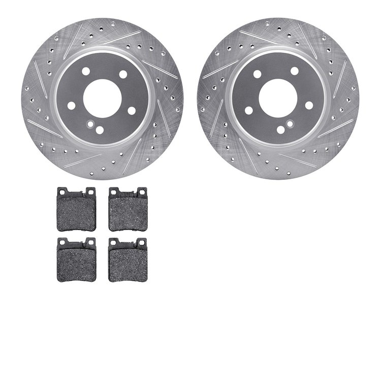 7302-63015 Drilled/Slotted Brake Rotor with 3000-Series Ceramic Brake Pads Kit [Silver], 1998-2009 Multiple Makes/Models, Positi