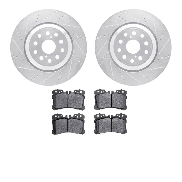 7302-75025 Drilled/Slotted Brake Rotor with 3000-Series Ceramic Brake Pads Kit [Silver], Fits Select Lexus/Toyota/Scion, Positio