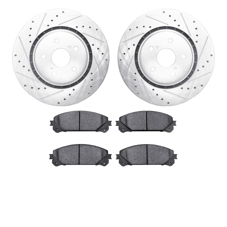 7302-75029 Drilled/Slotted Brake Rotor with 3000-Series Ceramic Brake Pads Kit [Silver], Fits Select Lexus/Toyota/Scion, Positio