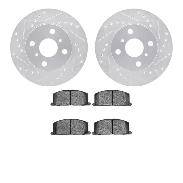 7302-76031 Drilled/Slotted Brake Rotor with 3000-Series Ceramic Brake Pads Kit [Silver], 1985-1988 Multiple Makes/Models, Positi