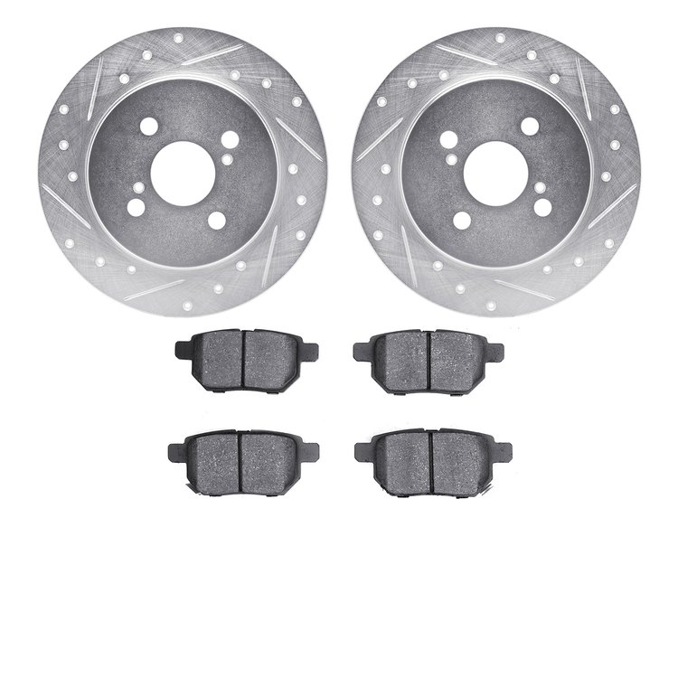 7302-76172 Drilled/Slotted Brake Rotor with 3000-Series Ceramic Brake Pads Kit [Silver], 2012-2018 Lexus/Toyota/Scion, Position: