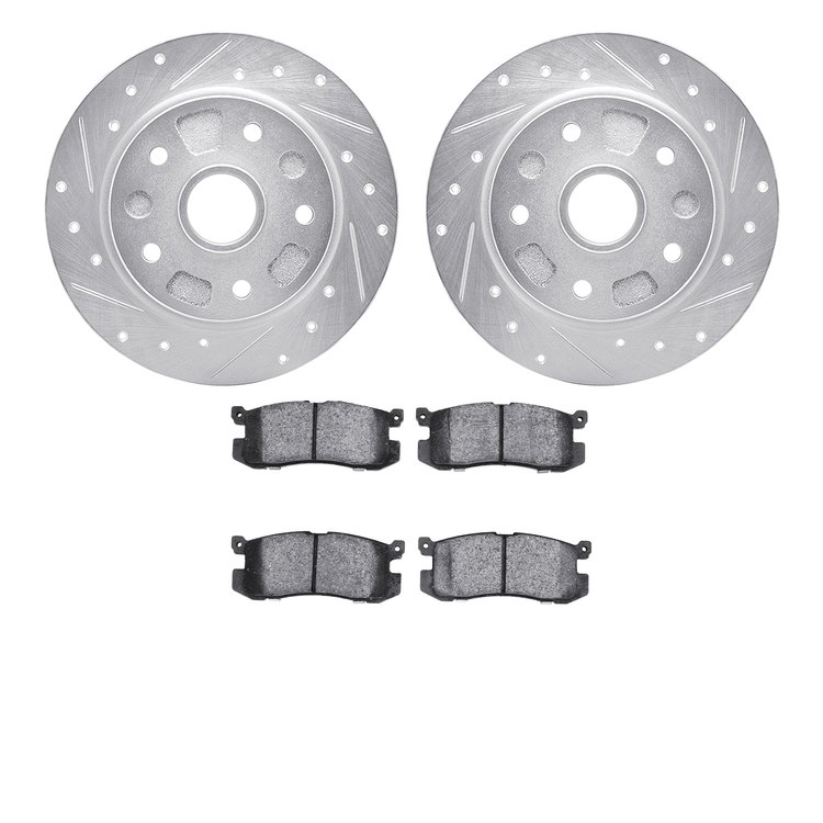 7302-80027 Drilled/Slotted Brake Rotor with 3000-Series Ceramic Brake Pads Kit [Silver], 1988-1992 Ford/Lincoln/Mercury/Mazda, P