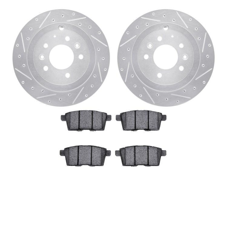 7302-80069 Drilled/Slotted Brake Rotor with 3000-Series Ceramic Brake Pads Kit [Silver], 2007-2012 Ford/Lincoln/Mercury/Mazda, P