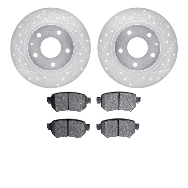7302-80077 Drilled/Slotted Brake Rotor with 3000-Series Ceramic Brake Pads Kit [Silver], 2014-2015 Ford/Lincoln/Mercury/Mazda, P