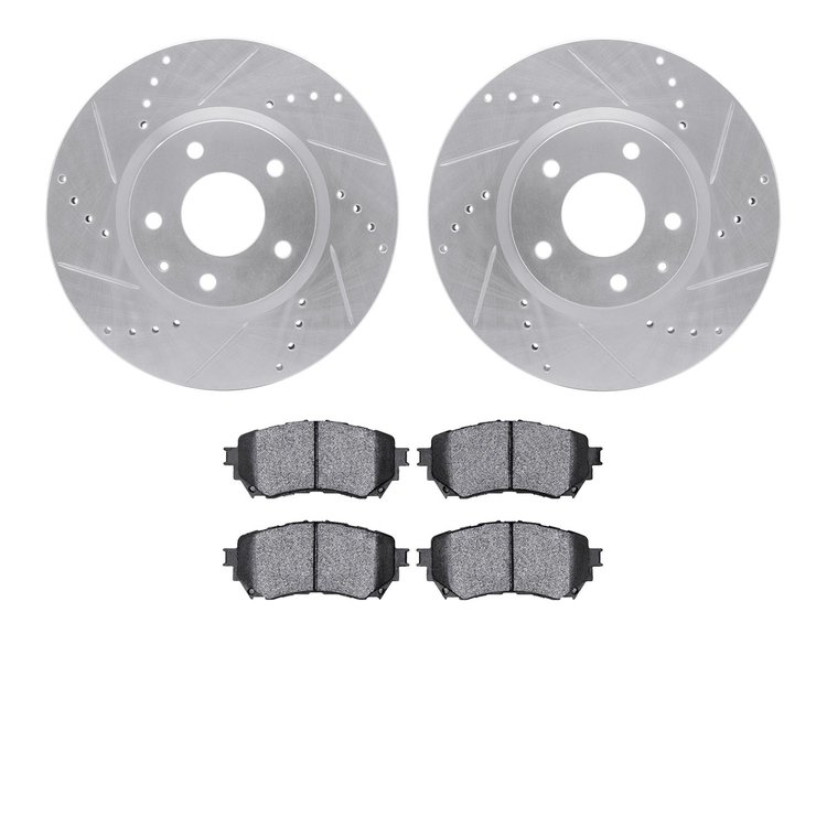 7302-80079 Drilled/Slotted Brake Rotor with 3000-Series Ceramic Brake Pads Kit [Silver], 2014-2015 Ford/Lincoln/Mercury/Mazda, P