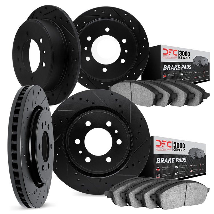 7304-21011 Drilled/Slotted Brake Rotor with 3000-Series Ceramic Brake Pads Kit [Silver], 2007-2014 Kia/Hyundai/Genesis, Position