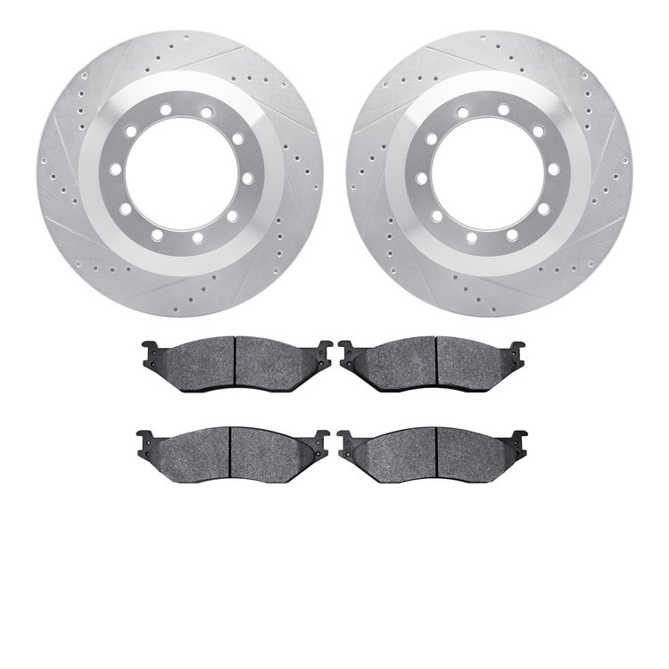 7402-54046 Drilled/Slotted Brake Rotors with Ultimate-Duty Brake Pads Kit [Silver], 2006-2019 Ford/Lincoln/Mercury/Mazda, Positi