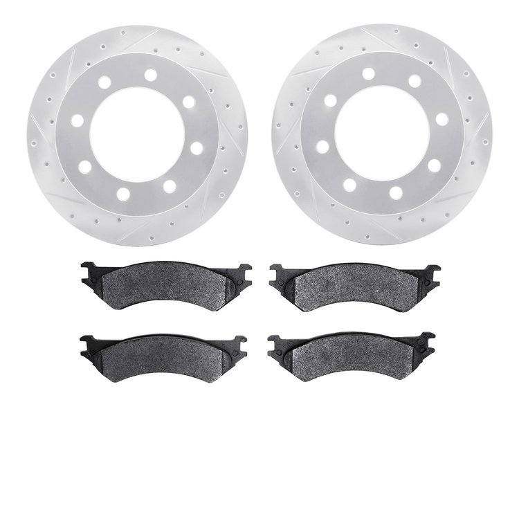 7402-54054 Drilled/Slotted Brake Rotors with Ultimate-Duty Brake Pads Kit [Silver], 1999-2007 Ford/Lincoln/Mercury/Mazda, Positi