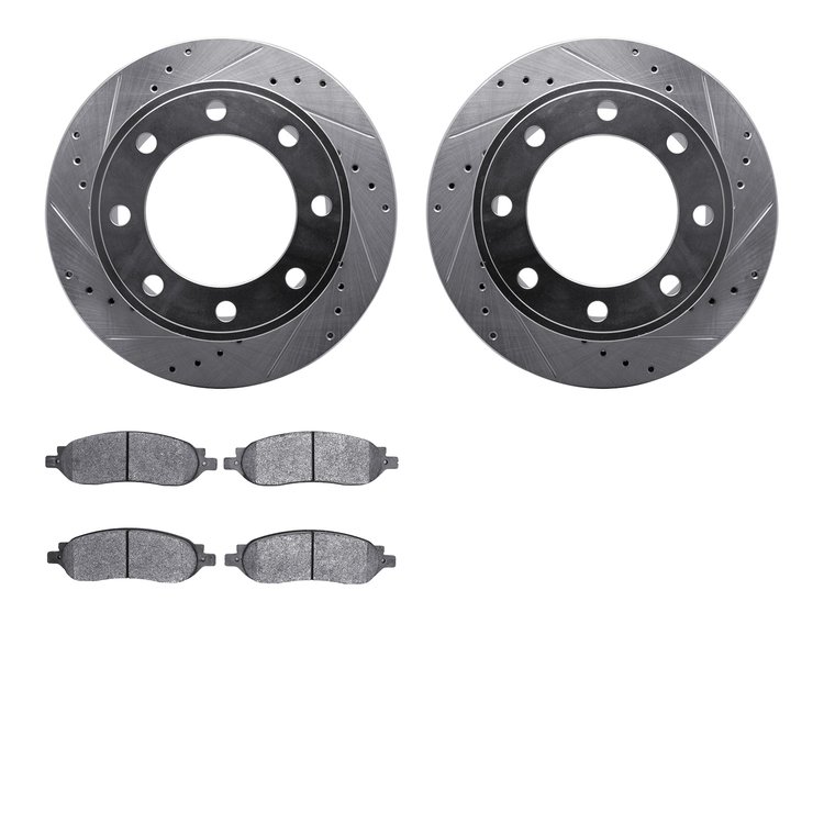 7402-54083 Drilled/Slotted Brake Rotors with Ultimate-Duty Brake Pads Kit [Silver], 2005-2007 Ford/Lincoln/Mercury/Mazda, Positi