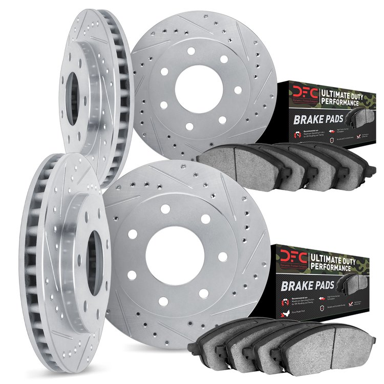 7404-54032 Drilled/Slotted Brake Rotors with Ultimate-Duty Brake Pads Kit [Silver], 2004-2008 Ford/Lincoln/Mercury/Mazda, Positi