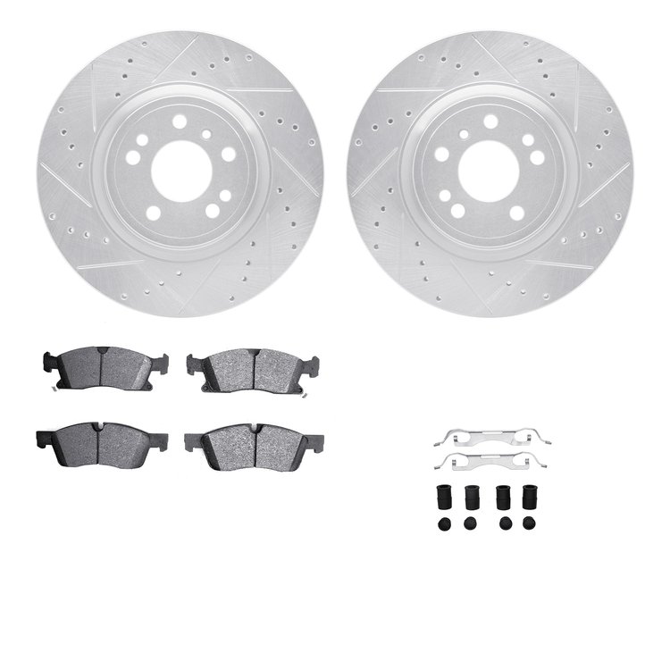 7412-63002 Drilled/Slotted Brake Rotors with Ultimate-Duty Brake Pads Kit & Hardware [Silver], 2012-2018 Mercedes-Benz, Position