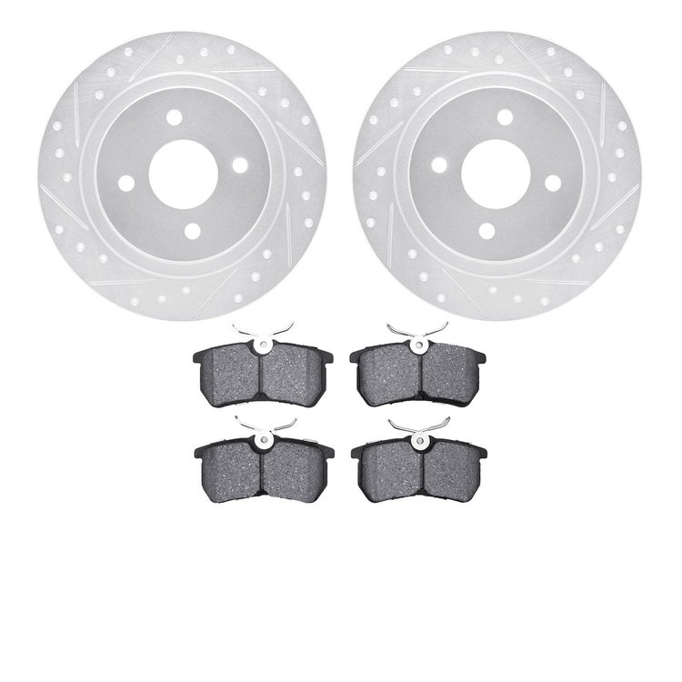 7502-54020 Drilled/Slotted Brake Rotors w/5000 Advanced Brake Pads Kit [Silver], 2002-2004 Ford/Lincoln/Mercury/Mazda, Position: