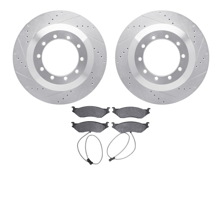 7502-99417 Drilled/Slotted Brake Rotors w/5000 Advanced Brake Pads Kit [Silver], 2017-2019 Ford/Lincoln/Mercury/Mazda, Position: