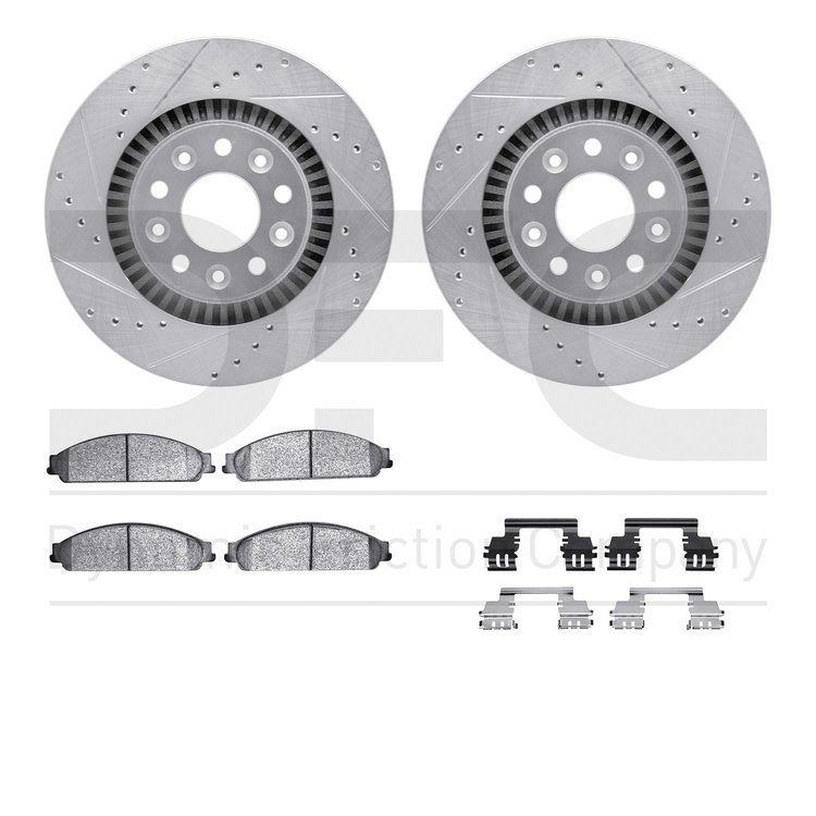 7512-54031 Drilled/Slotted Brake Rotors w/5000 Advanced Brake Pads Kit & Hardware [Silver], 2008-2009 Ford/Lincoln/Mercury/Mazda