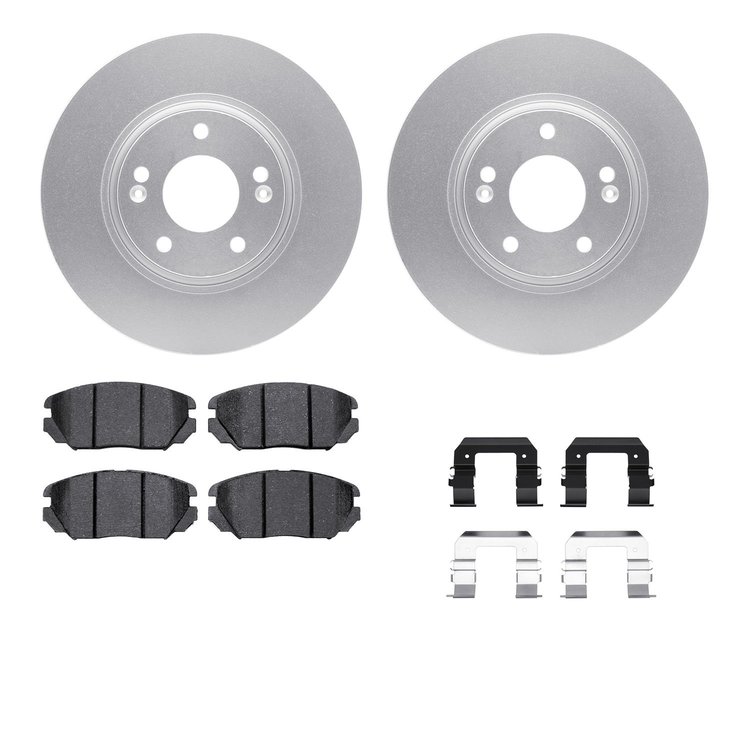 7512-76091 Drilled/Slotted Brake Rotors w/5000 Advanced Brake Pads Kit & Hardware [Silver], 2000-2005 Lexus/Toyota/Scion, Positi
