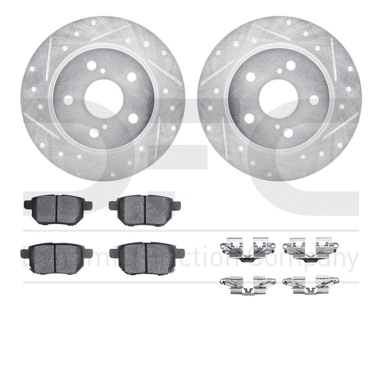 7512-91000 Drilled/Slotted Brake Rotors w/5000 Advanced Brake Pads Kit & Hardware [Silver], 2011-2016 Lexus/Toyota/Scion, Positi