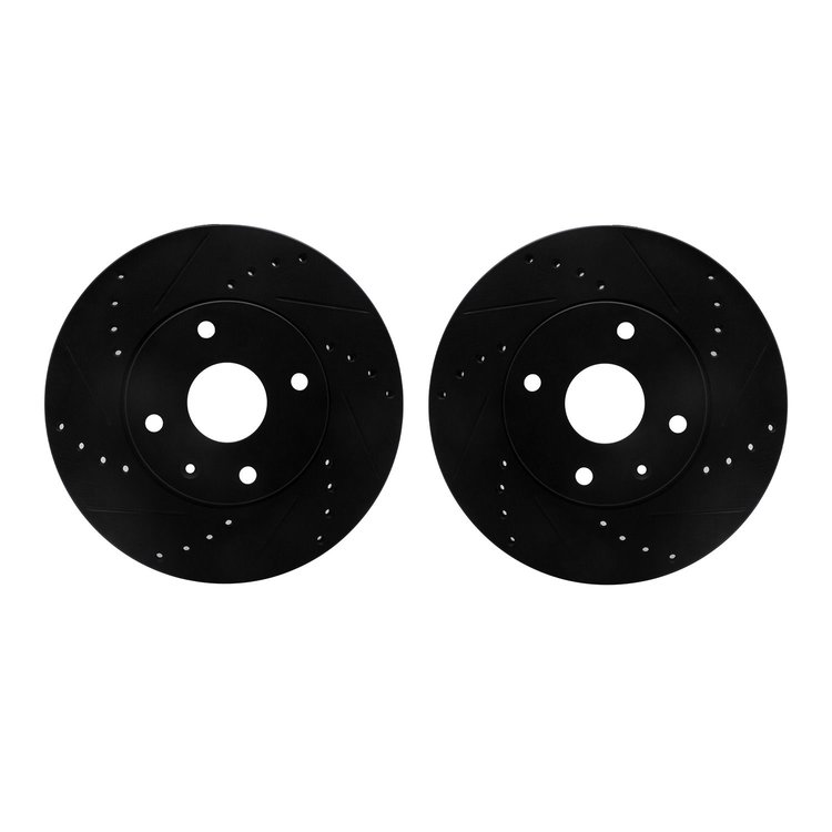 8002-01000 Drilled/Slotted Brake Rotors [Black], 2004-2009 Multiple Makes/Models, Position: Front