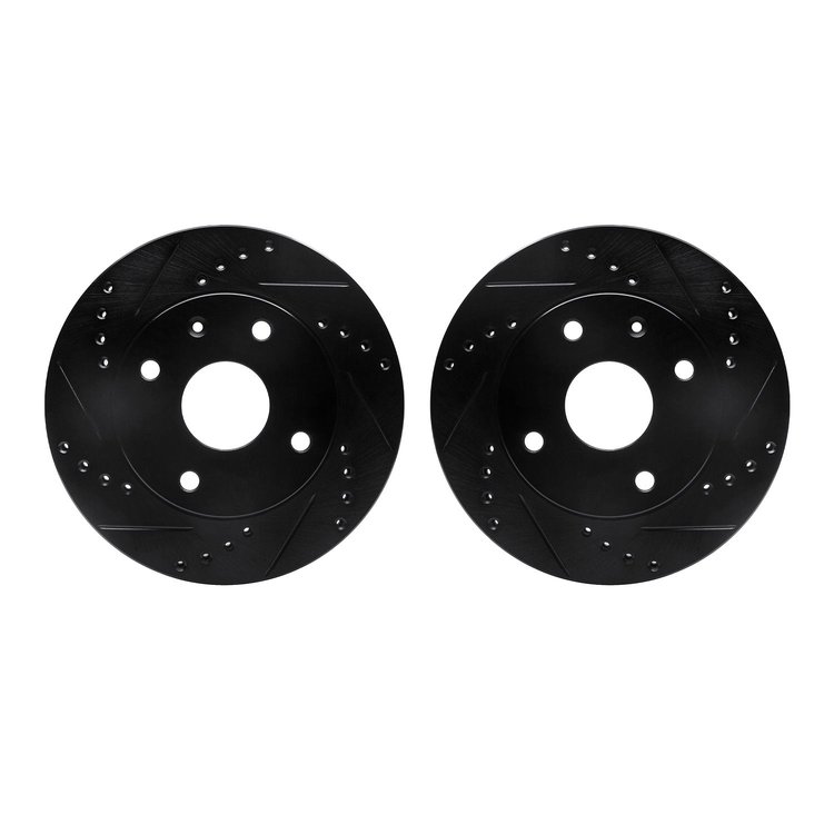 8002-01001 Drilled/Slotted Brake Rotors [Black], 2004-2010 Multiple Makes/Models, Position: Front