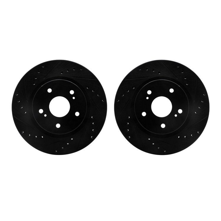 8002-01005 Drilled/Slotted Brake Rotors [Black], 2006-2017 Suzuki, Position: Front