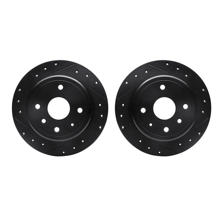 8002-01010 Drilled/Slotted Brake Rotors [Black], 2004-2009 Multiple Makes/Models, Position: Rear
