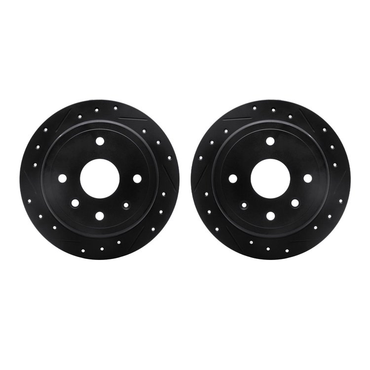 8002-01011 Drilled/Slotted Brake Rotors [Black], 2004-2010 Multiple Makes/Models, Position: Rear