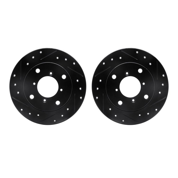 8002-01014 Drilled/Slotted Brake Rotors [Black], 1989-1994 Suzuki, Position: Rear