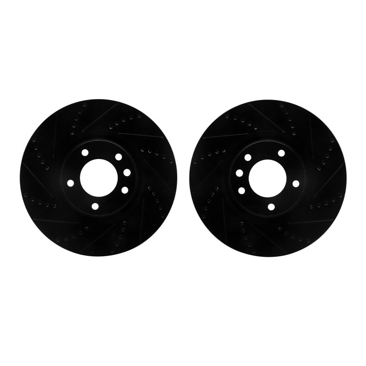 8002-02018 Drilled/Slotted Brake Rotors [Black], 2008-2009 Multiple Makes/Models, Position: Front