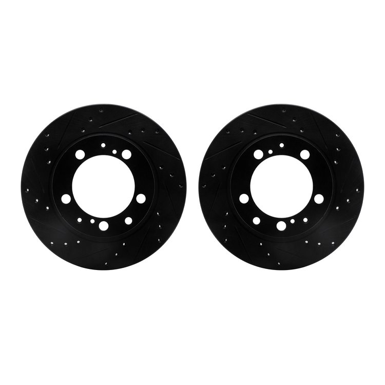 8002-02030 Drilled/Slotted Brake Rotors [Black], 1987-1997 Porsche, Position: Rear
