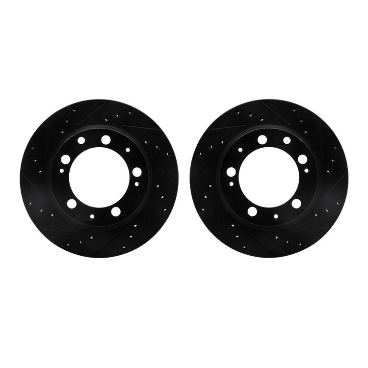 8002-02039 Drilled/Slotted Brake Rotors [Black], 1977-1988 Porsche, Position: Rear
