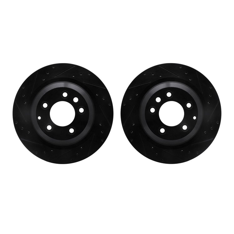 8002-02045 Drilled/Slotted Brake Rotors [Black], 2005-2018 Multiple Makes/Models, Position: Rear