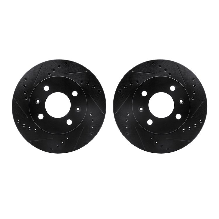 8002-03002 Drilled/Slotted Brake Rotors [Black], 2003-2006 Multiple Makes/Models, Position: Front