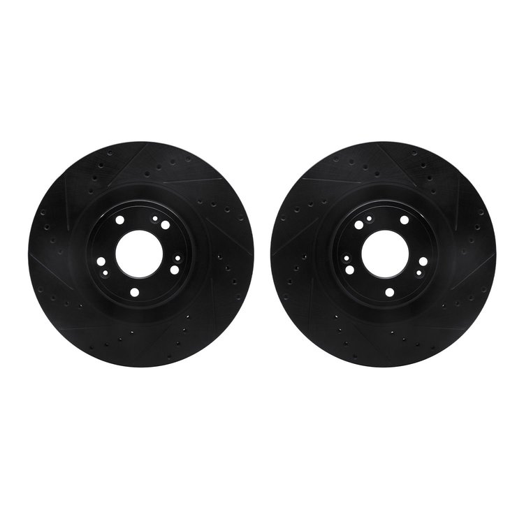 8002-03003 Drilled/Slotted Brake Rotors [Black], 2011-2017 Kia/Hyundai/Genesis, Position: Front