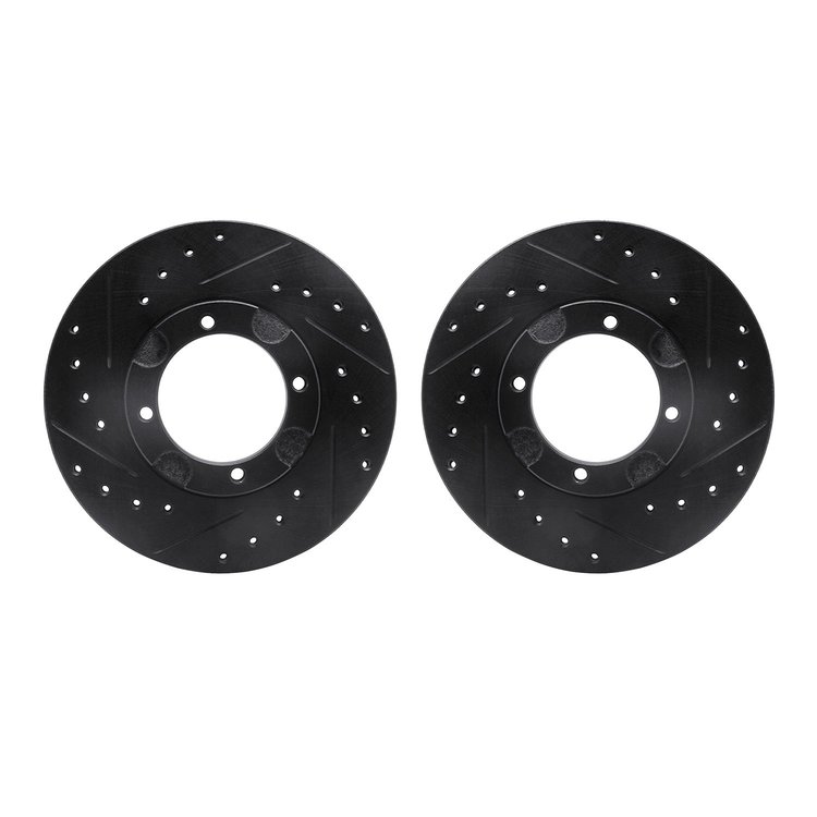8002-03007 Drilled/Slotted Brake Rotors [Black], 1987-1999 Multiple Makes/Models, Position: Front