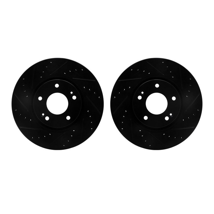 8002-03011 Drilled/Slotted Brake Rotors [Black], 2005-2019 Kia/Hyundai/Genesis, Position: Front
