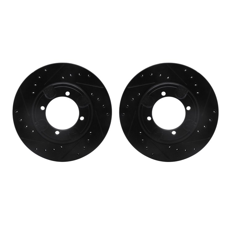 8002-03012 Drilled/Slotted Brake Rotors [Black], 1992-1998 Kia/Hyundai/Genesis, Position: Front