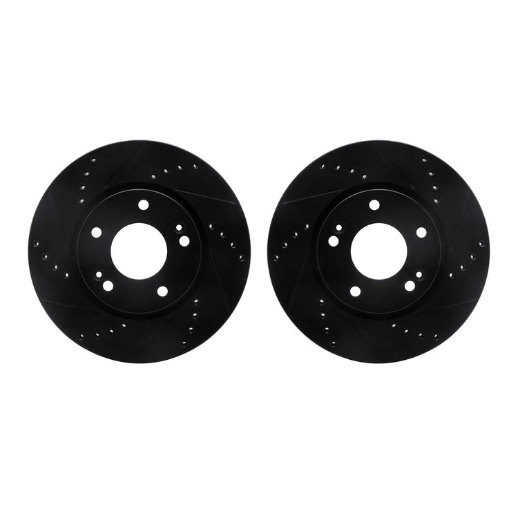 8002-03014 Drilled/Slotted Brake Rotors [Black], 2003-2013 Kia/Hyundai/Genesis, Position: Front
