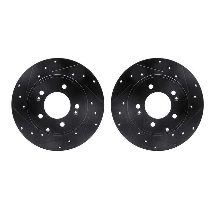 8002-03040 Drilled/Slotted Brake Rotors [Black], 2005-2020 Kia/Hyundai/Genesis, Position: Rear