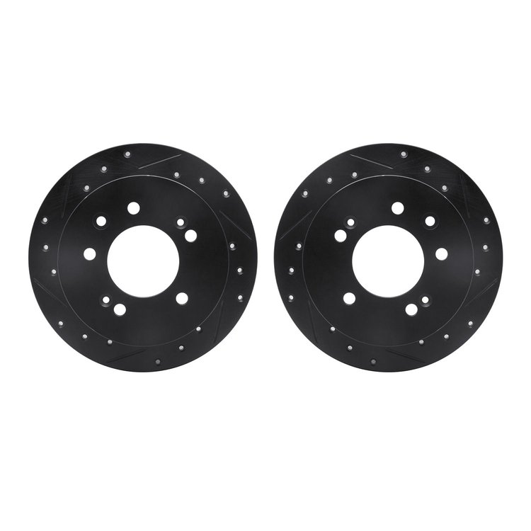 8002-03043 Drilled/Slotted Brake Rotors [Black], 2007-2010 Kia/Hyundai/Genesis, Position: Rear
