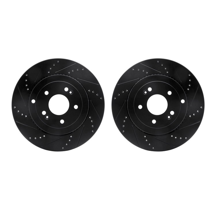 8002-03047 Drilled/Slotted Brake Rotors [Black], 2010-2016 Kia/Hyundai/Genesis, Position: Rear