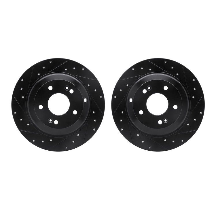 8002-03048 Drilled/Slotted Brake Rotors [Black], 2010-2016 Kia/Hyundai/Genesis, Position: Rear