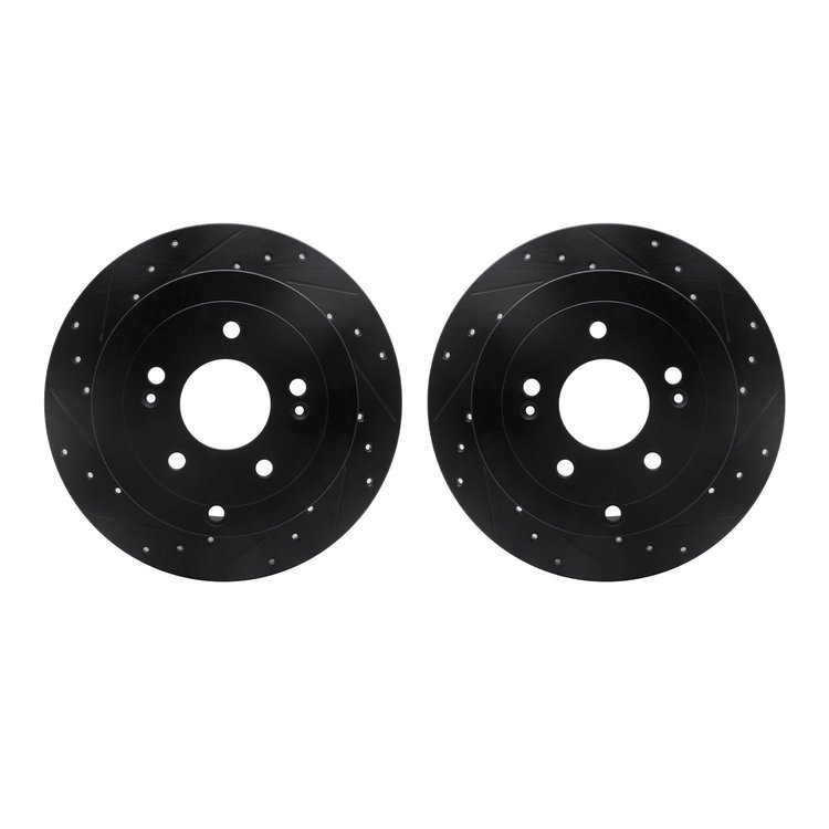 8002-03053 Drilled/Slotted Brake Rotors [Black], 2007-2009 Kia/Hyundai/Genesis, Position: Rear