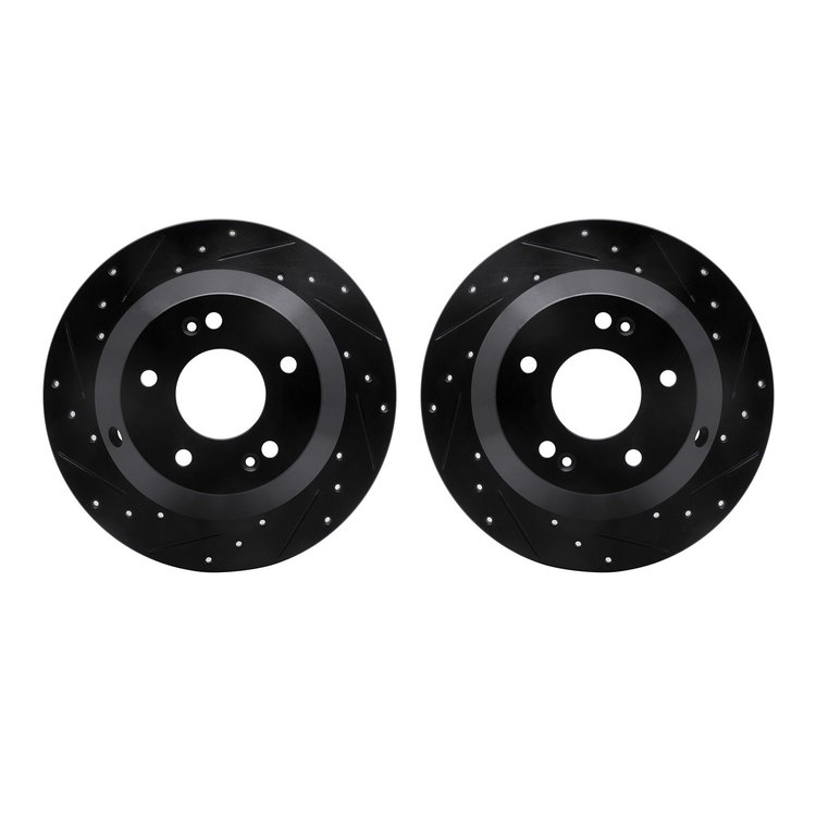 8002-03054 Drilled/Slotted Brake Rotors [Black], 2010-2021 Kia/Hyundai/Genesis, Position: Rear
